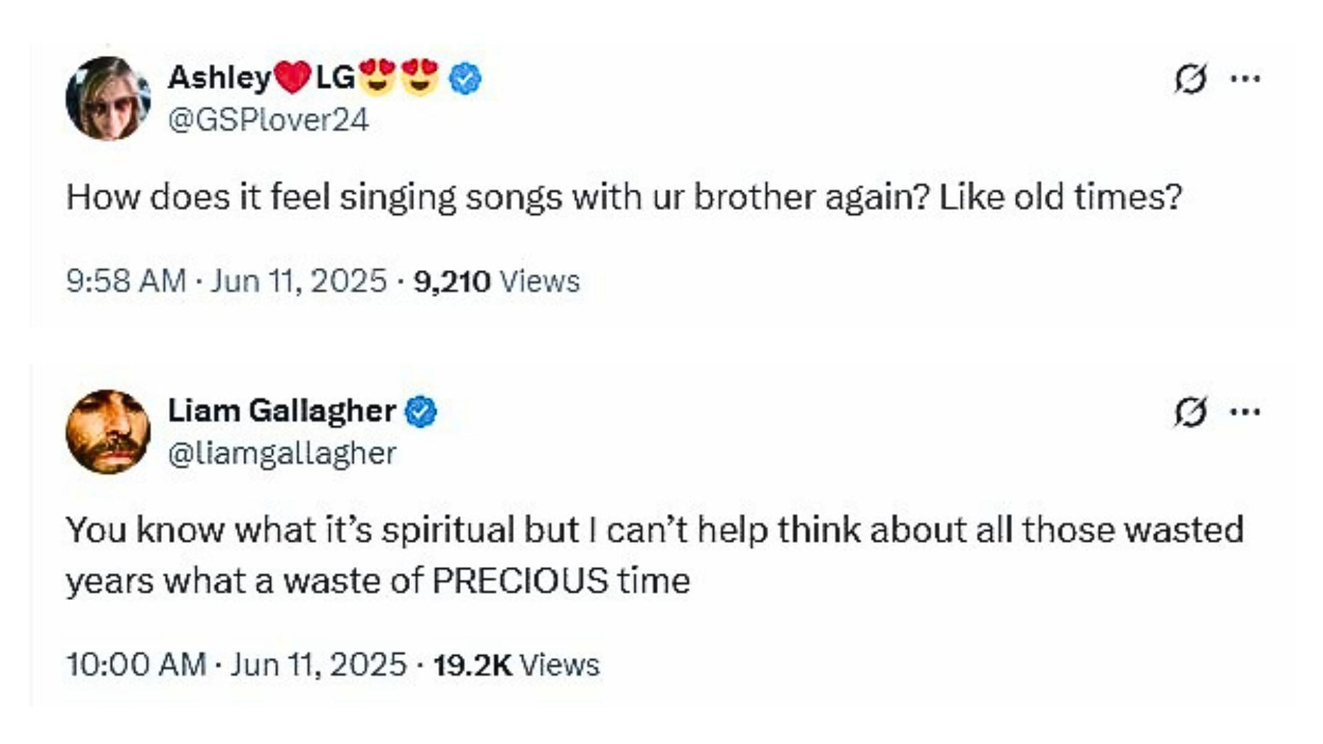 Q&A on X (Image via X/Liam Gallagher)